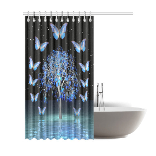 Butterfly Crystal Tree Shower Curtain 72"x84"
