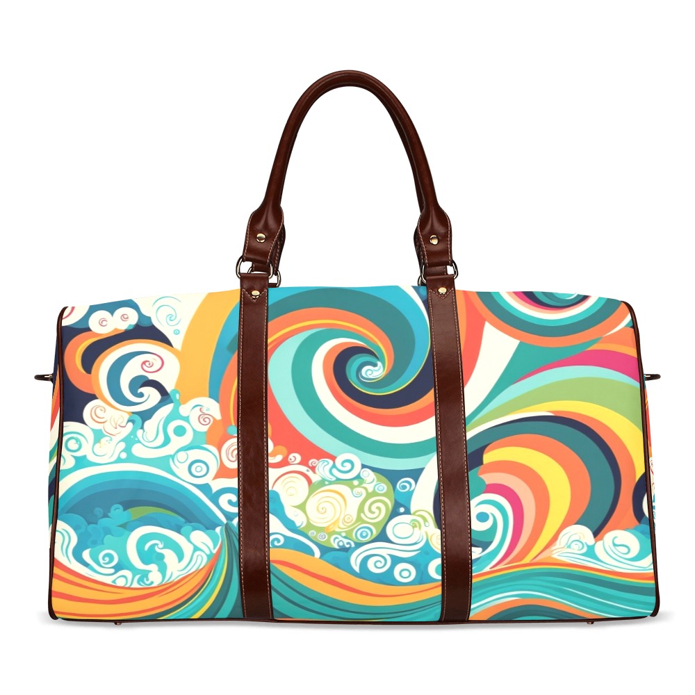 Colorful Ocean Waves Waterproof Travel Bag/Large (Model 1639)