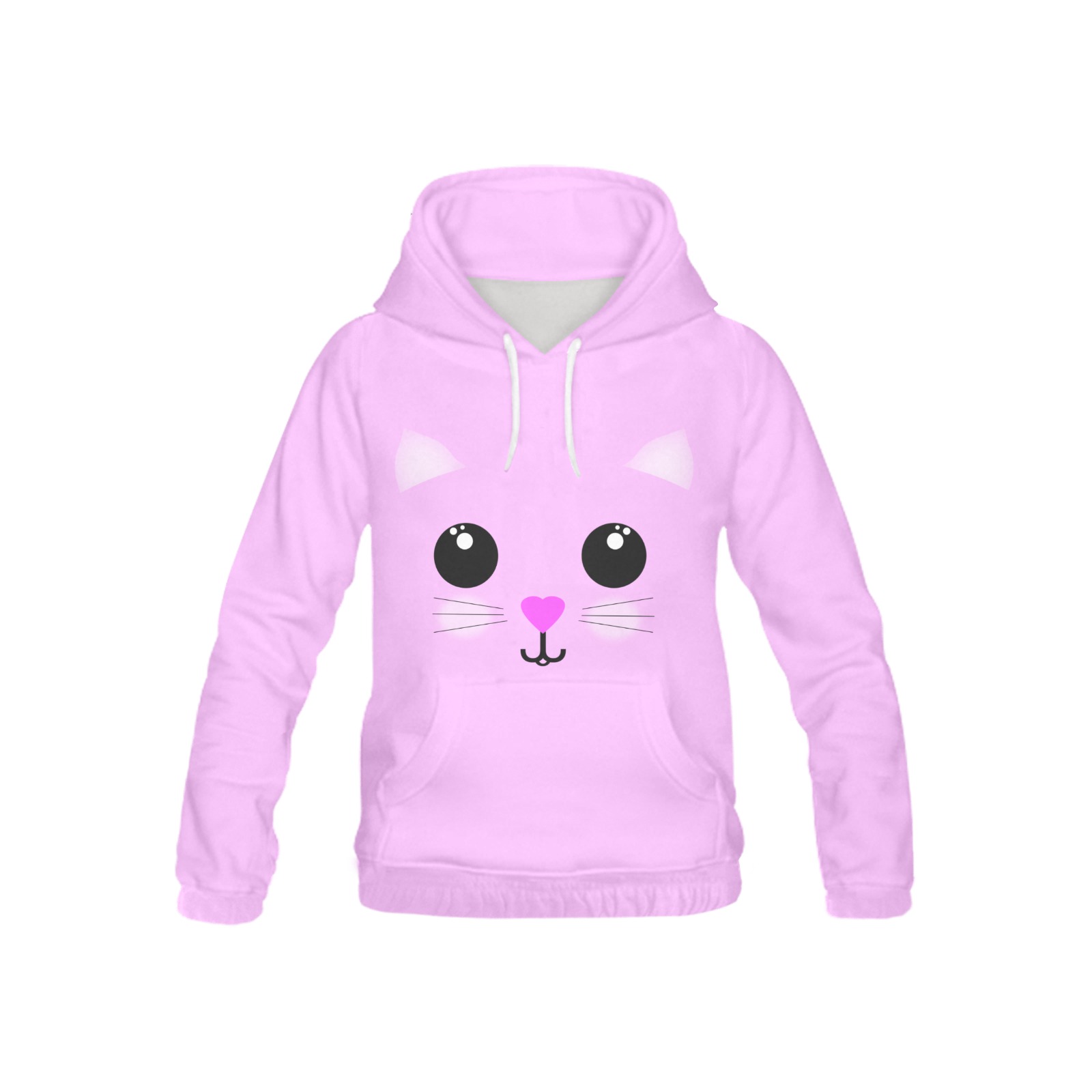 Kawaii Kitty Pink All Over Print Hoodie for Kid (USA Size) (Model H13)