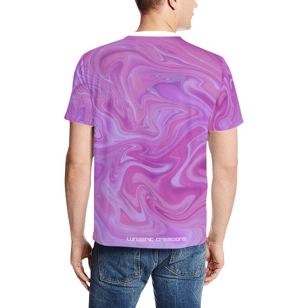 Pink Love Drip Tee Men's All Over Print T-Shirt (Solid Color Neck) (Model T63)