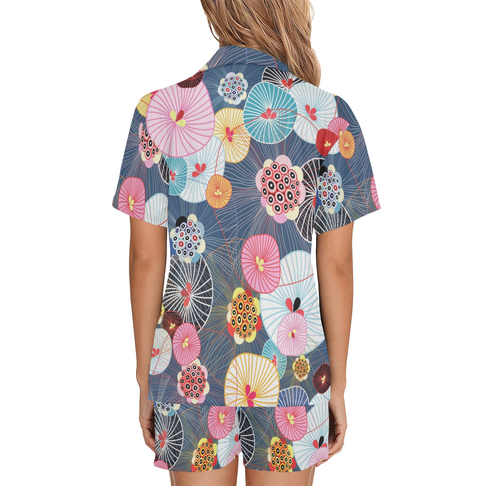 Beautiful colorful abstract pattern.jpg Women's V-Neck Short Pajama Set
