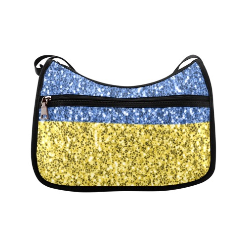 Blue yellow Ukraine flag glitter faux sparkles Crossbody Bags (Model 1616)