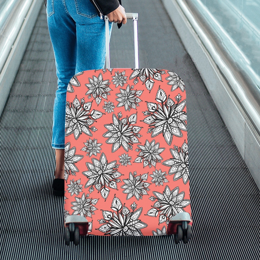 Creekside Floret pattern coral Luggage Cover/Large 26"-28"