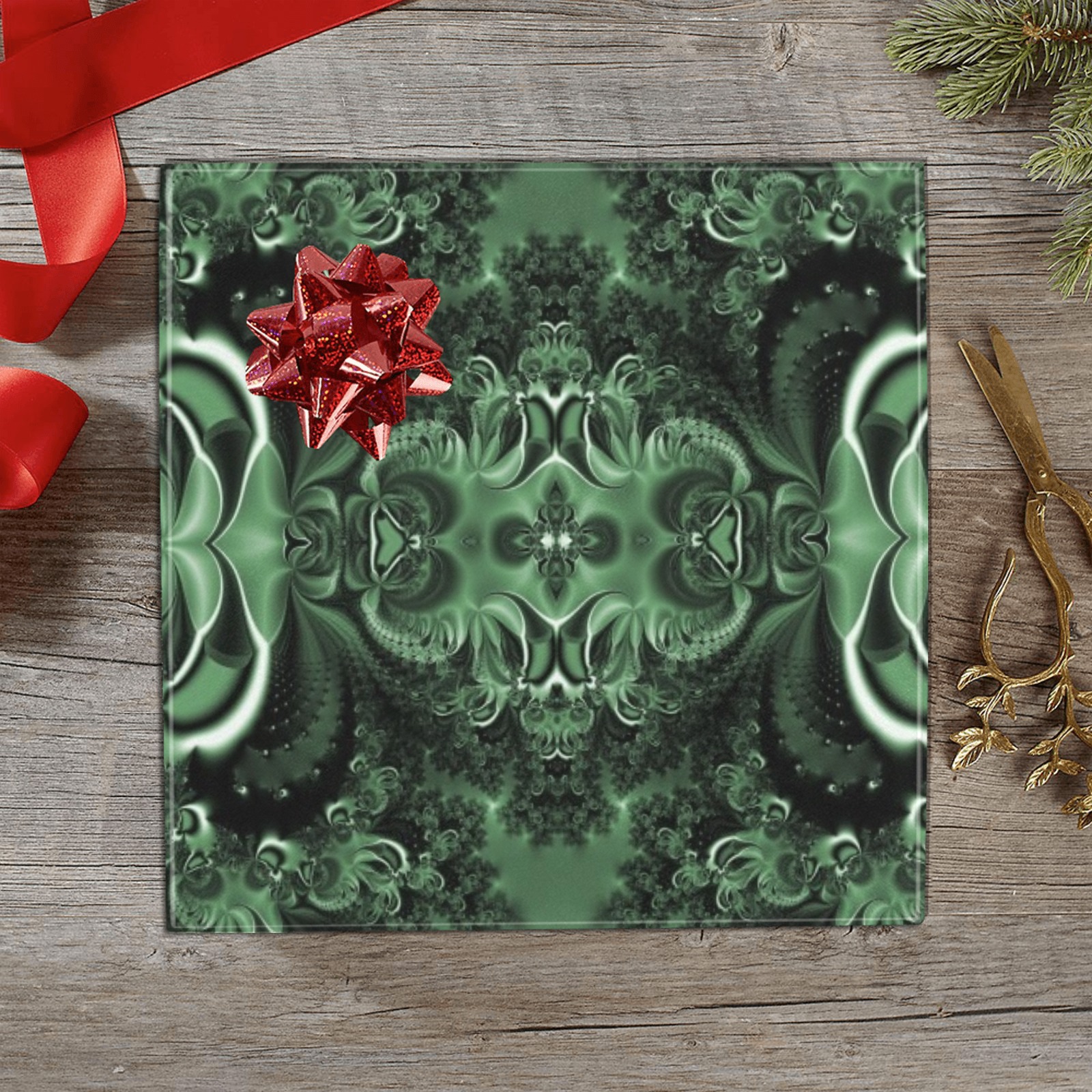 Deep in the Forest Frost Fractal Gift Wrapping Paper 58"x 23" (2 Rolls)