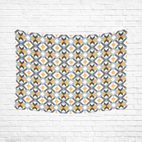 Retro Angles Abstract Geometric Pattern Cotton Linen Wall Tapestry 80"x 60"