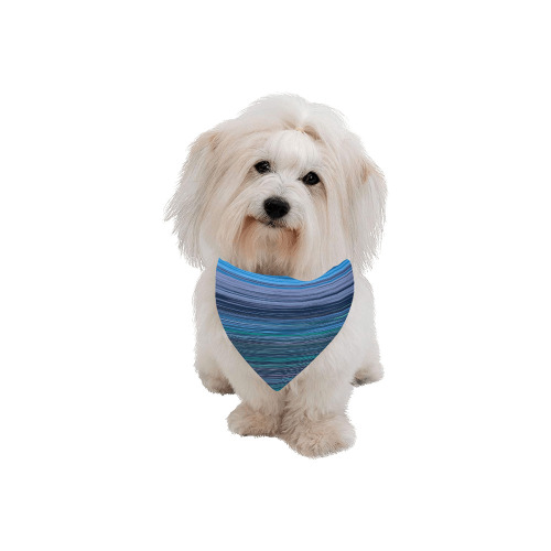 Abstract Blue Horizontal Stripes Pet Dog Bandana/Large Size