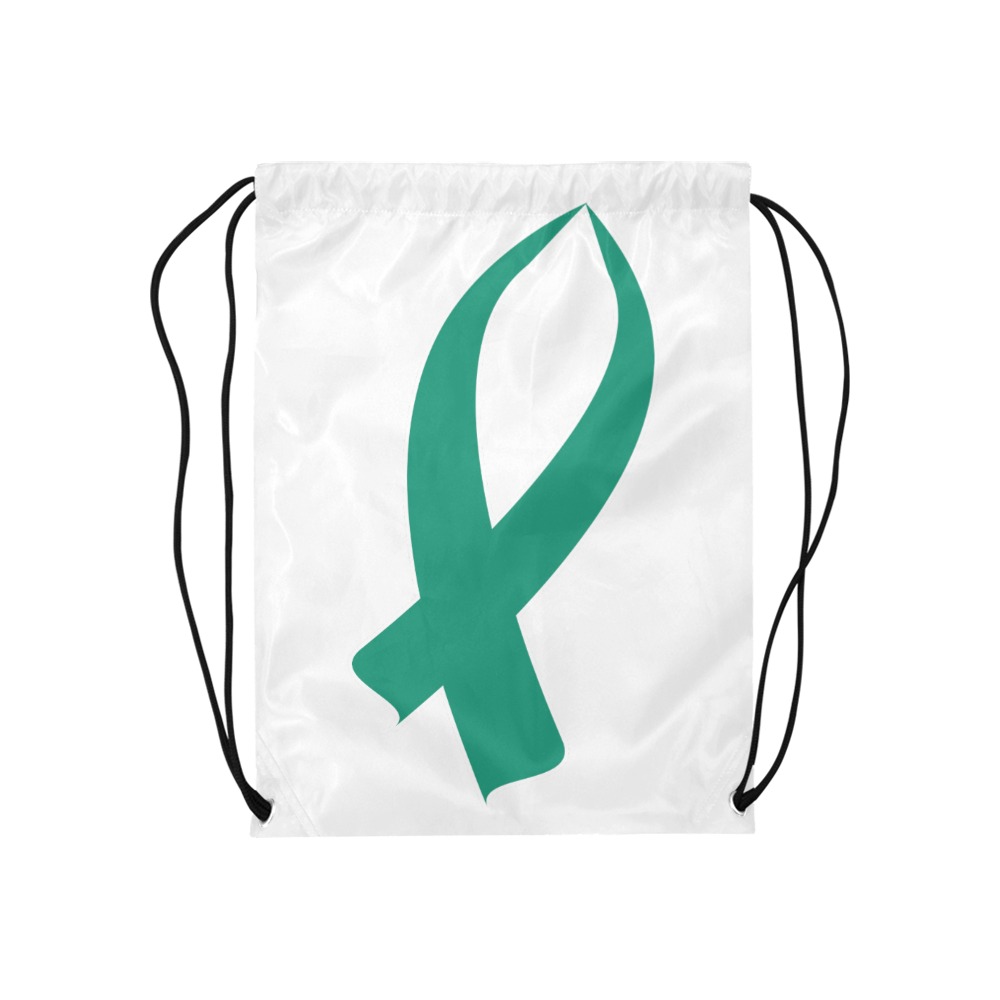 Awareness Ribbon (Teal) Medium Drawstring Bag Model 1604 (Twin Sides) 13.8"(W) * 18.1"(H)