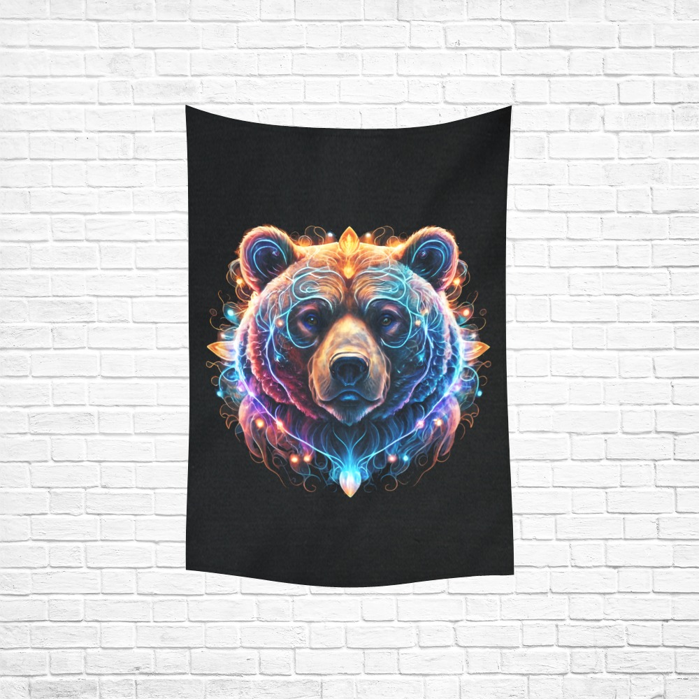 Spirit Bear 2 Cotton Linen Wall Tapestry 40"x 60"