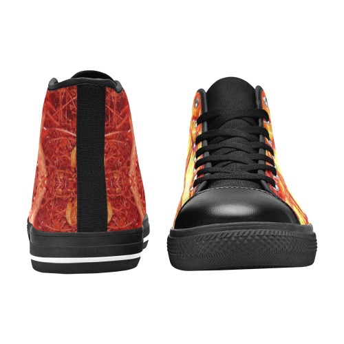 Abstract Fire Women's Classic High Top Canvas Shoes (Model 017)