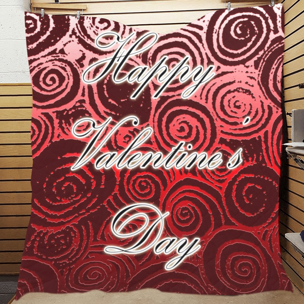 Happy Valentine's Day (Red Swirls) Quilt 70"x80"