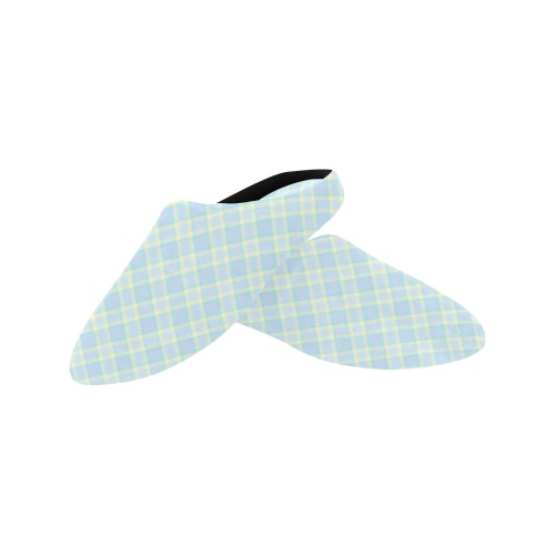 Pastel Baby Boy Plaid Men's Non-Slip Cotton Slippers (Model 0602)