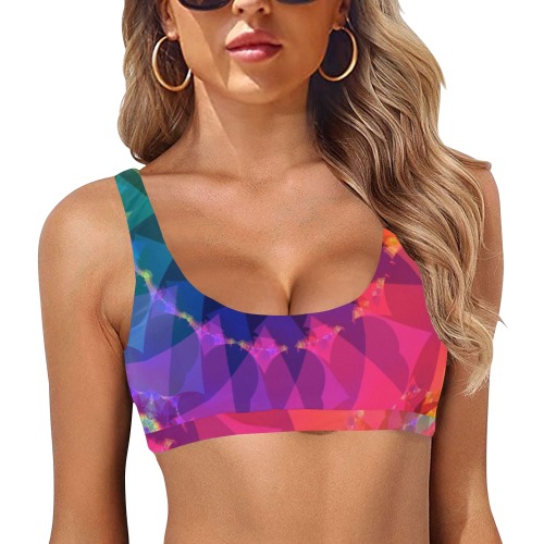 Colorful Spiral Fractal Sport Bikini Top (Model S07)