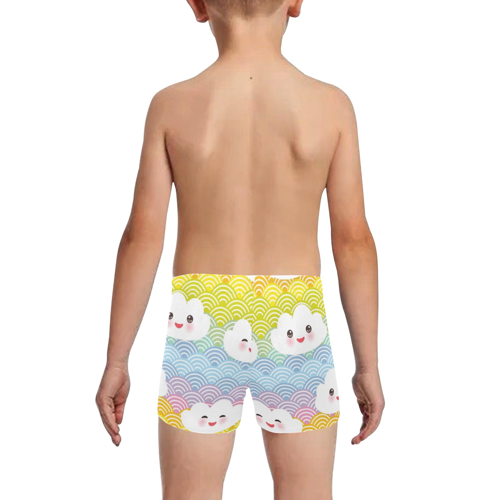 Cute Cloud Wave Little Boys' Swimming Trunks (Model L57)