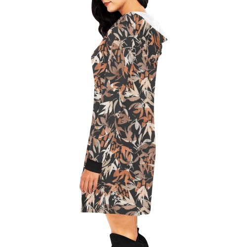 Dark abstract shapes nature-10 All Over Print Hoodie Mini Dress (Model H27)