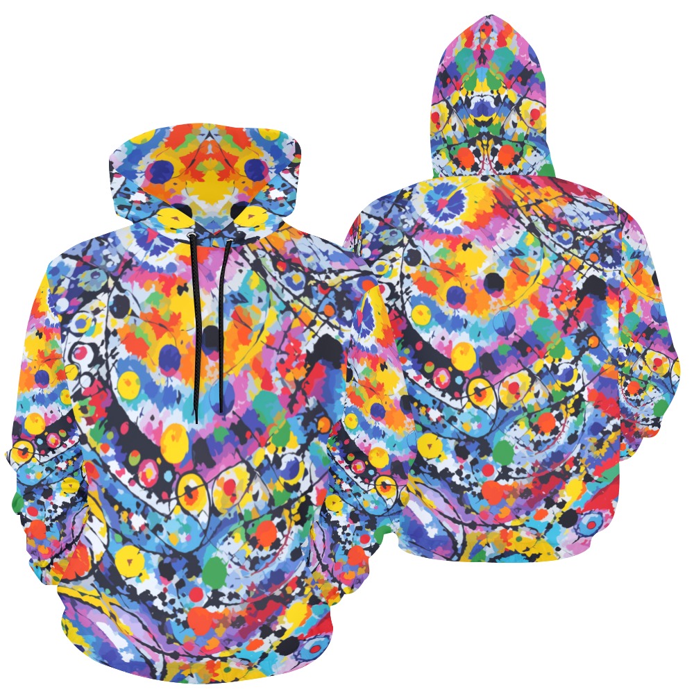 Abstract art on a theme of a tie-dye pattern. All Over Print Hoodie for Women (USA Size) (Model H13)