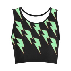 sunset funk thunder bolt turquoise women tank top Women's Crop Top (Model T42)