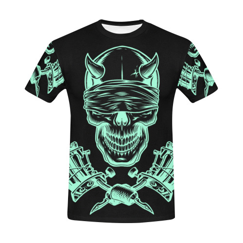 skull tattoo gun All Over Print T-Shirt for Men (USA Size) (Model T40)