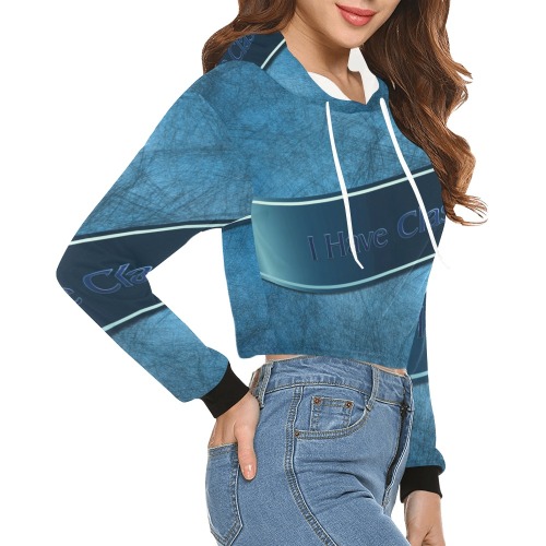 I Have Class All Over Print Crop Hoodie for Women (Model H22)