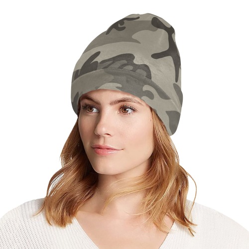 Camo Grey All Over Print Beanie for Adults