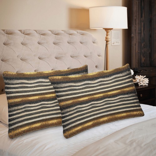 gold, silver and black striped pattern Custom Pillow Case 20"x 30" (One Side) (Set of 2)