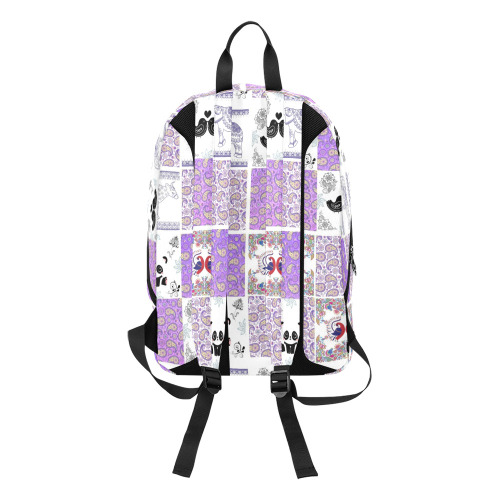 Purple Paisley Birds and Animals Patchwork Design Large Capacity Travel Backpack (Model 1691)