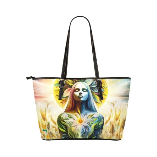 Mother Nature Leather Tote Bag/Small (Model 1651)