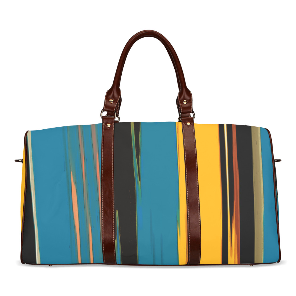 Black Turquoise And Orange Go! Abstract Art Waterproof Travel Bag/Large (Model 1639)