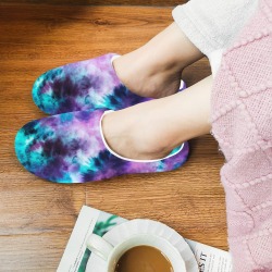 Abstract Tie Dye Marine Women's Non-Slip Cotton Slippers (Model 0602)
