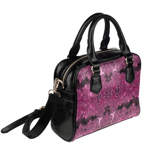 Pink Azalea Bushes Frost Fractal Shoulder Handbag (Model 1634)