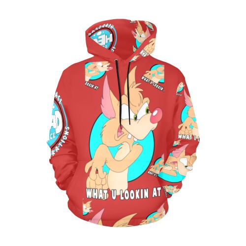 what you looking at red All Over Print Hoodie for Men (USA Size) (Model H13)
