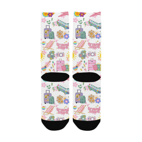 Hippie Summer Holiday Travel Vacation Artwork Design Custom Socks for Women