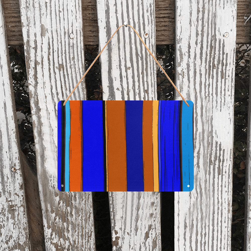 Abstract Blue And Orange 930 Metal Tin Sign 12"x8"