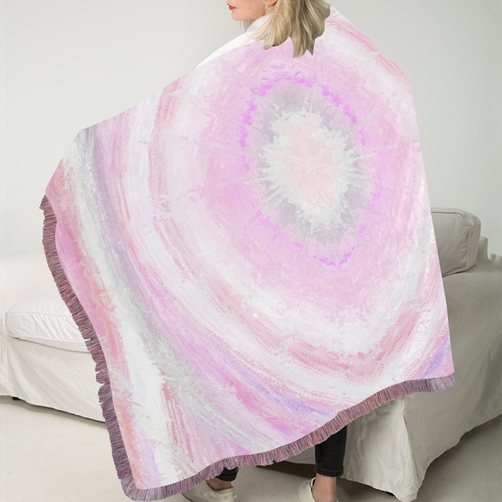 water8 Ultra-Soft Fringe Blanket 30"x40" (Mixed Pink)