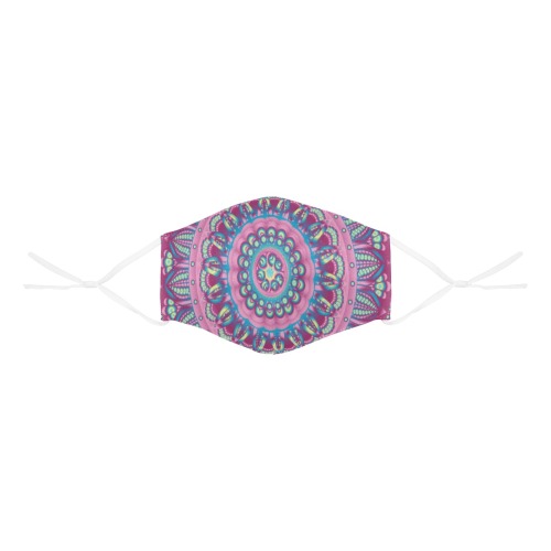 mandala 5 pink blue 3D Mouth Mask with Drawstring (Pack of 3) (Model M04)