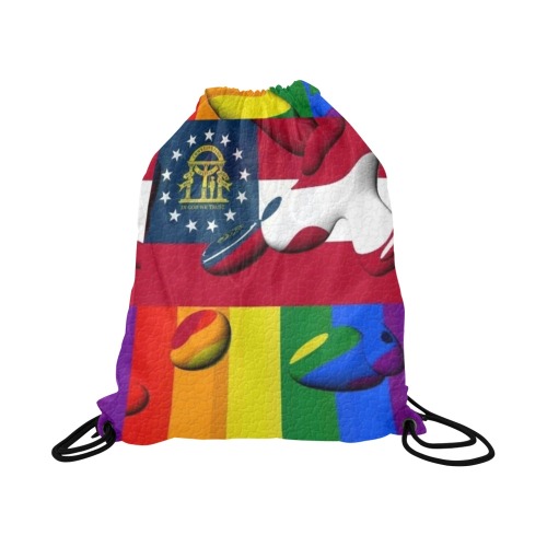 Georgia USA Pride Flag Pop Art by Nico Bielow Large Drawstring Bag Model 1604 (Twin Sides)  16.5"(W) * 19.3"(H)