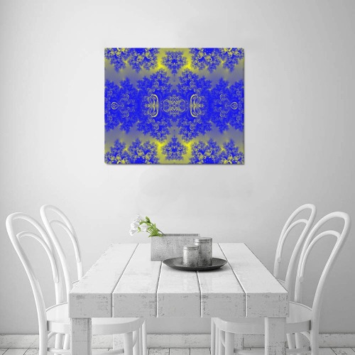 Sunlight and Blueberry Plants Frost Fractal Frame Canvas Print 24"x20"