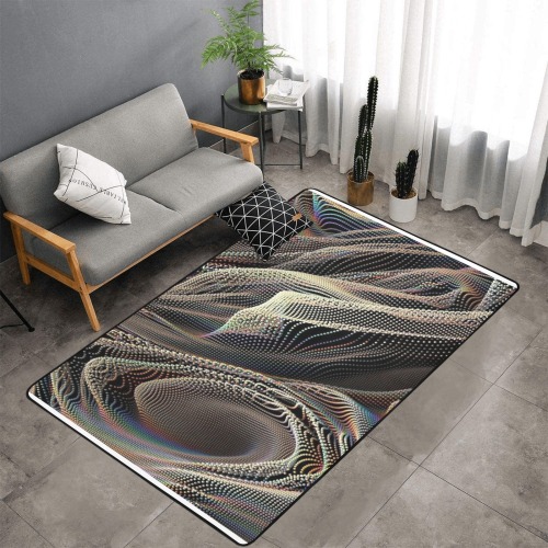 Graphic art Area Rug with Black Binding 7'x5'