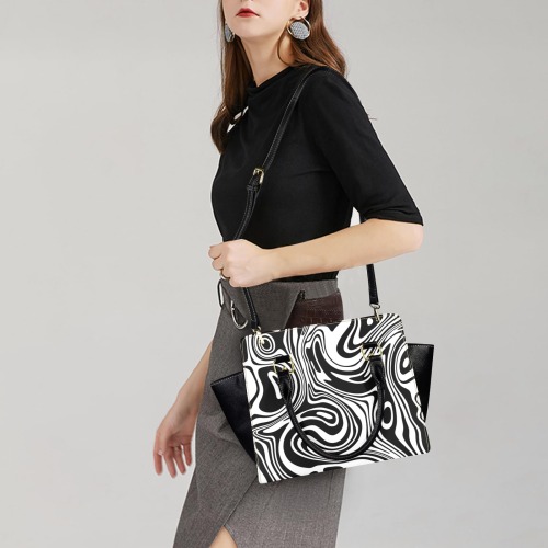 Black and White Marble Shoulder Handbag-New (1653)