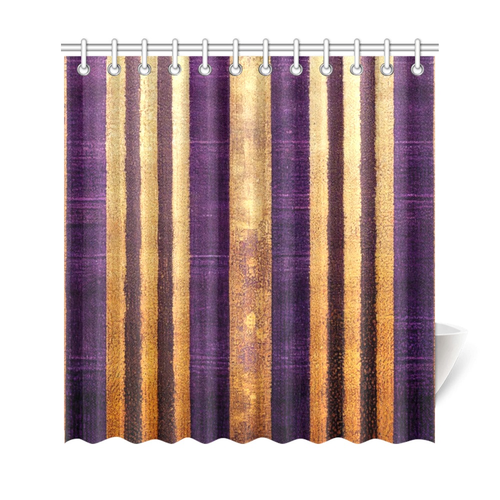 violet and gold striped pattern Shower Curtain 69"x72"
