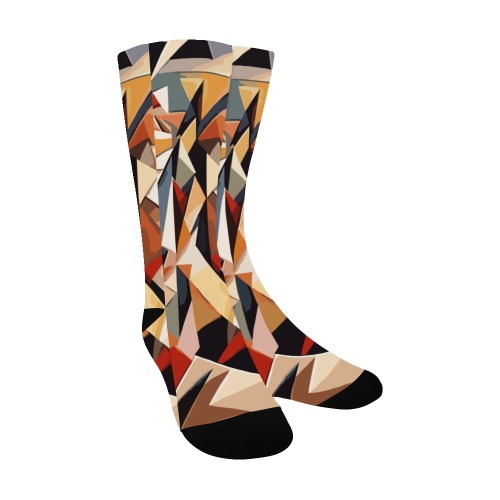 Avant-garde abstract geometric art of warm colors Men's Custom Socks