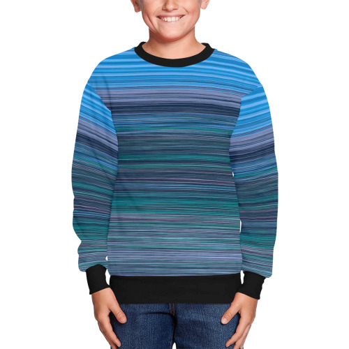Abstract Blue Horizontal Stripes Kids' All Over Print Sweatshirt (Model H37)