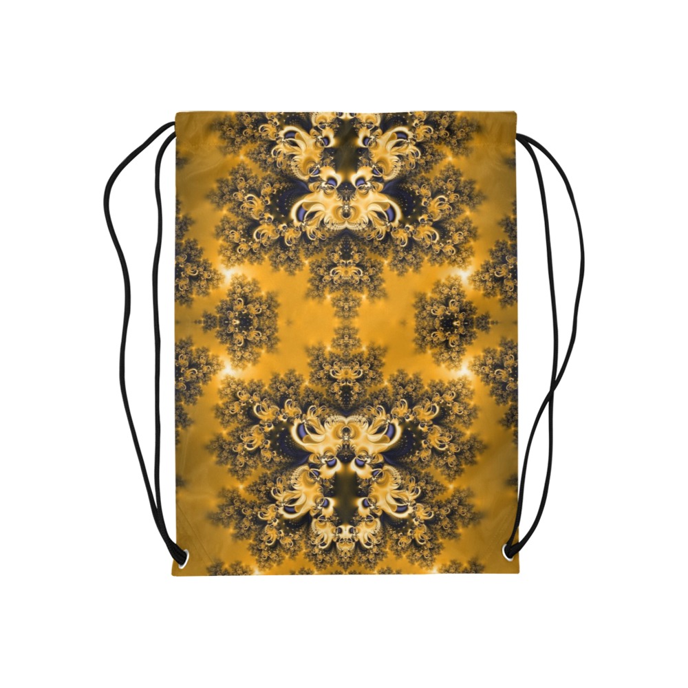 Golden Sun through the Trees Frost Fractal Medium Drawstring Bag Model 1604 (Twin Sides) 13.8"(W) * 18.1"(H)
