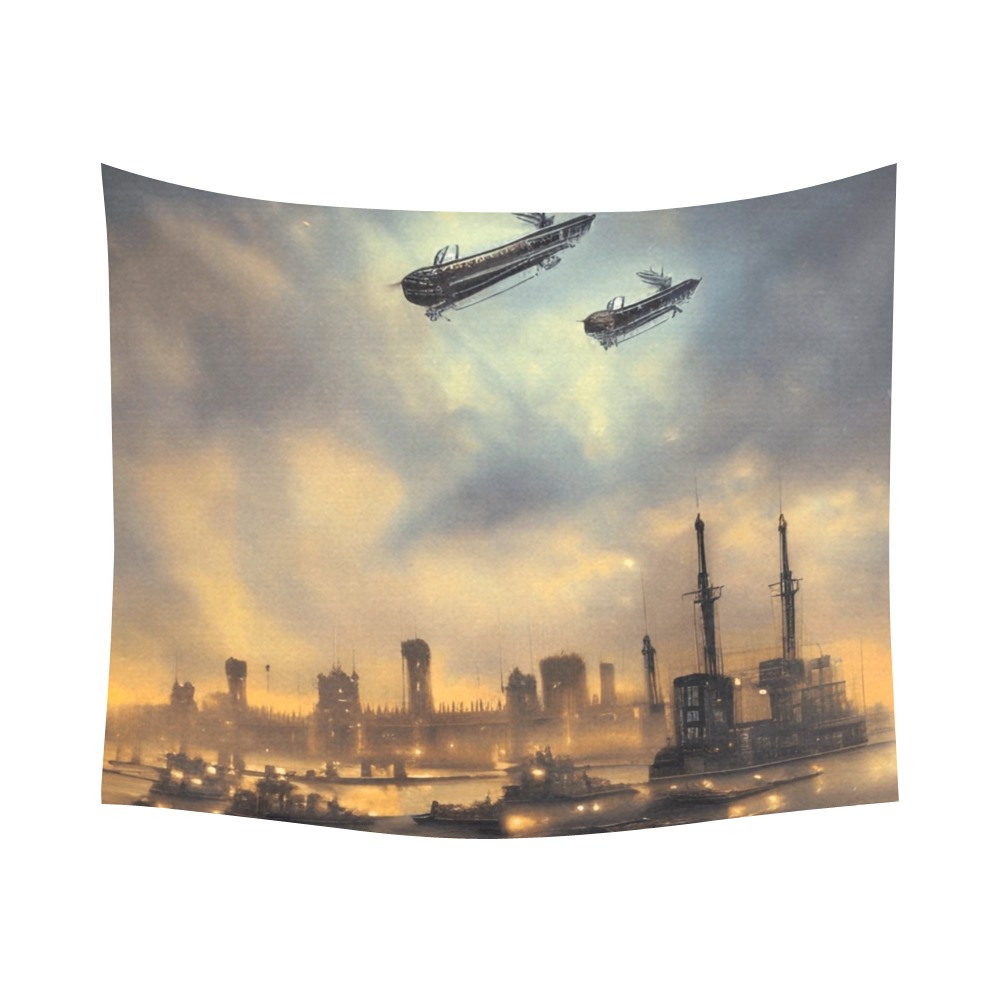 BATTLE OVER LONDON 3 Cotton Linen Wall Tapestry 60"x 51"