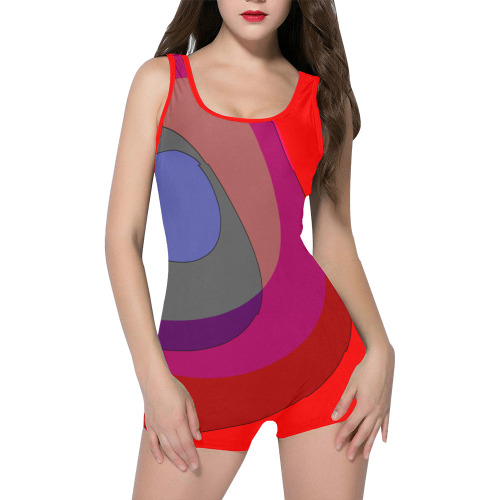Red Abstract 714 Classic One Piece Swimwear (Model S03)
