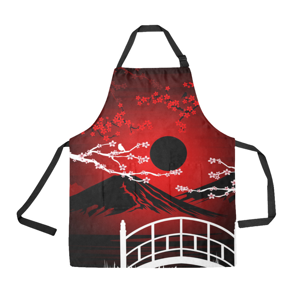 Red Blossom All Over Print Apron