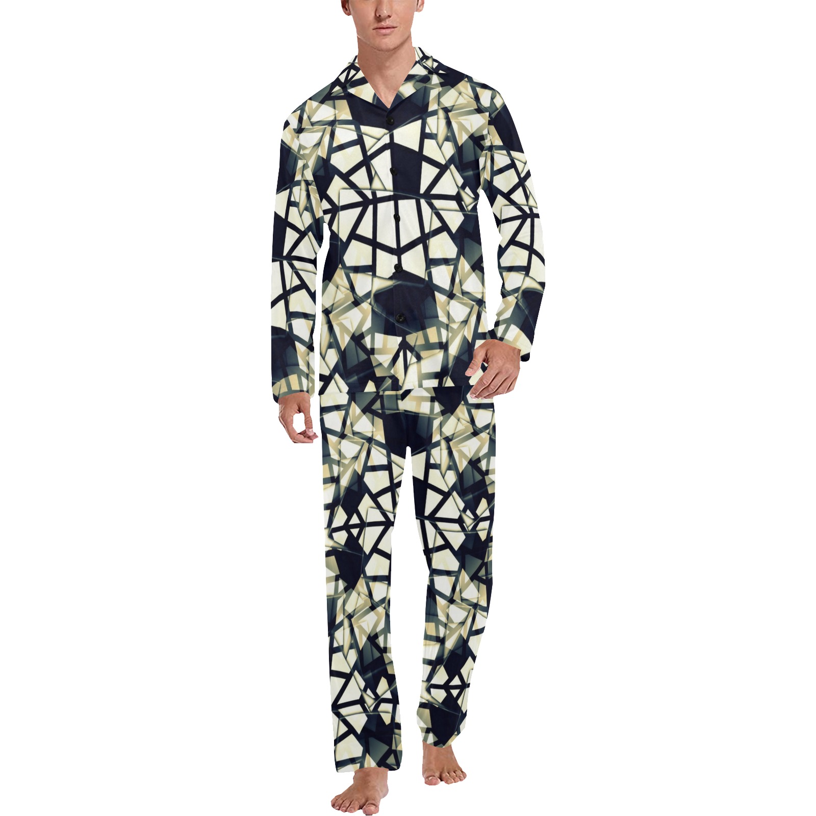 Soccer Style Color Pop Art by Nico Bielow Men's V-Neck Long Pajama Set