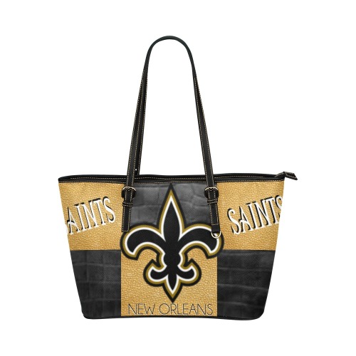 new-orleans-saints-logo-B0AD6E23C9-seeklogo.com Leather Tote Bag/Large (Model 1651)