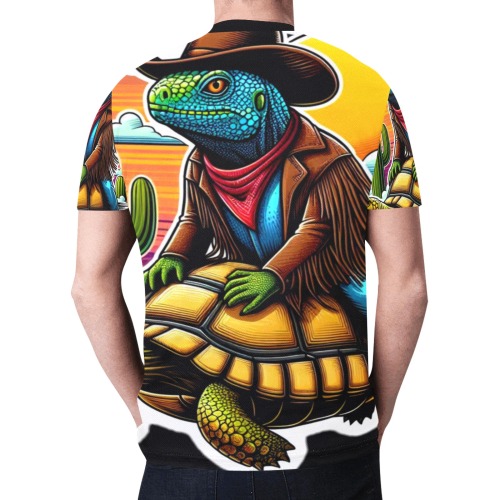 IGUANA RIDING DESERT TORTOISE New All Over Print T-shirt for Men (Model T45)