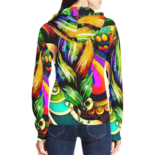 Mardi Gras Colorful New Orleans All Over Print Full Zip Hoodie for Women (Model H14)
