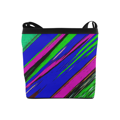 Diagonal Green Blue Purple And Black Abstract Art Crossbody Bags (Model 1613)